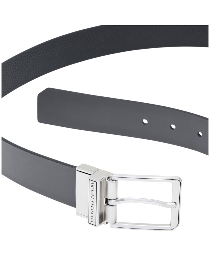 Cintura Armani Exchange Uomo Reversibile Leather Black Grey