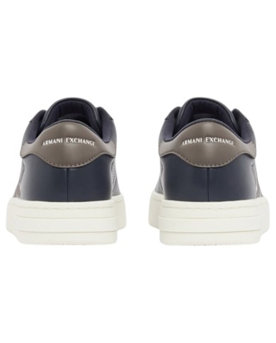 Sneakers Uomo Armani Exchange AX Stripes Logo Leather Deep Navy White Grey