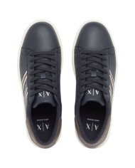 Sneakers Uomo Armani Exchange AX Stripes Logo Leather Deep Navy White Grey
