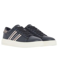Sneakers Uomo Armani Exchange AX Stripes Logo Leather Deep Navy White Grey