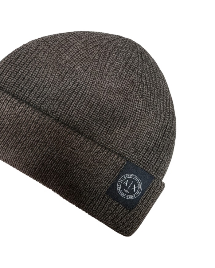 Cappello Armani Exchange Uomo Beanie Hat Beige Melange Brown