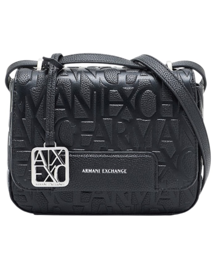 Tracolla Armani Exchange Donna Embossed Logo Leather Black