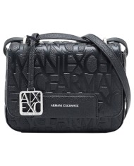 Tracolla Armani Exchange Donna Embossed Logo Leather Black
