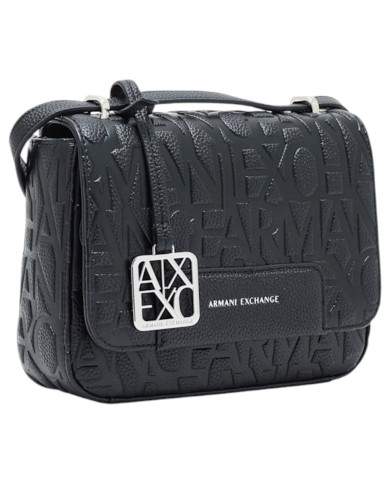 Tracolla Armani Exchange Donna Embossed Logo Leather Black