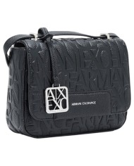 Tracolla Armani Exchange Donna Embossed Logo Leather Black