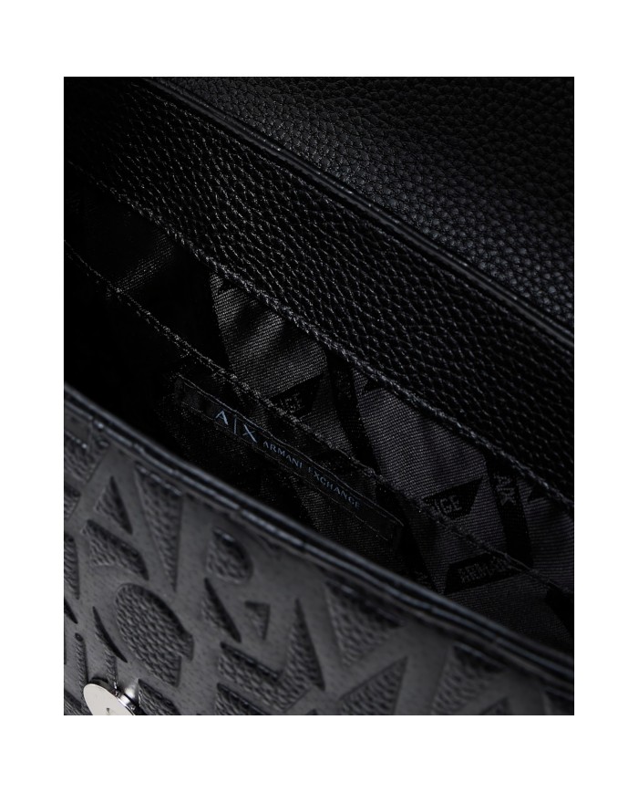Tracolla Armani Exchange Donna Embossed Logo Leather Black