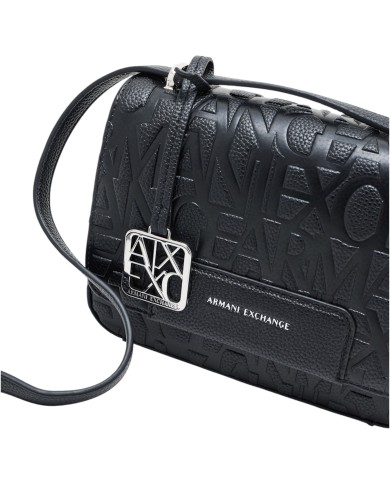 Tracolla Armani Exchange Donna Embossed Logo Leather Black