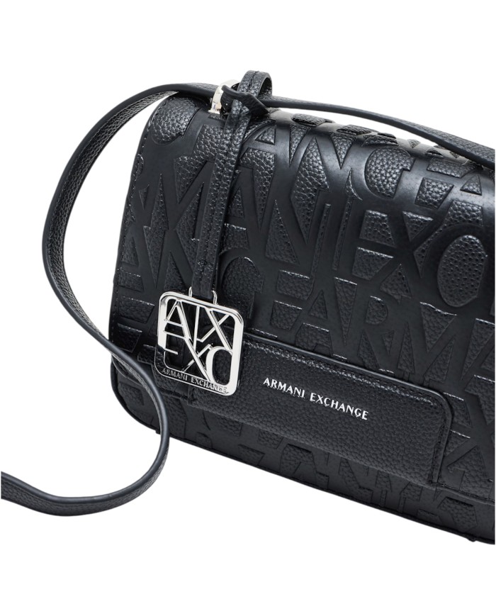 Tracolla Armani Exchange Donna Embossed Logo Leather Black