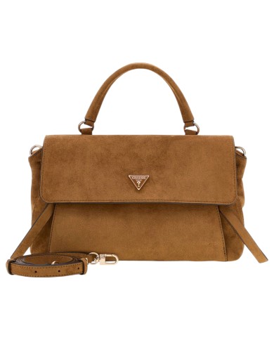 Borsa A Mano Donna Guess Devon Con Tracolla Suede Cognac