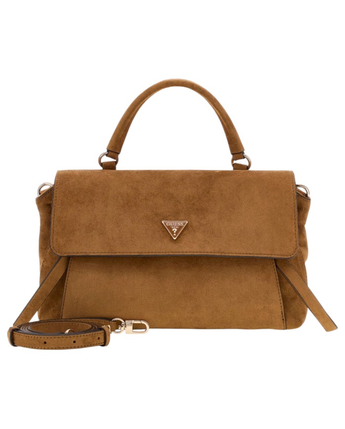 Borsa A Mano Donna Guess Devon Con Tracolla Suede Cognac