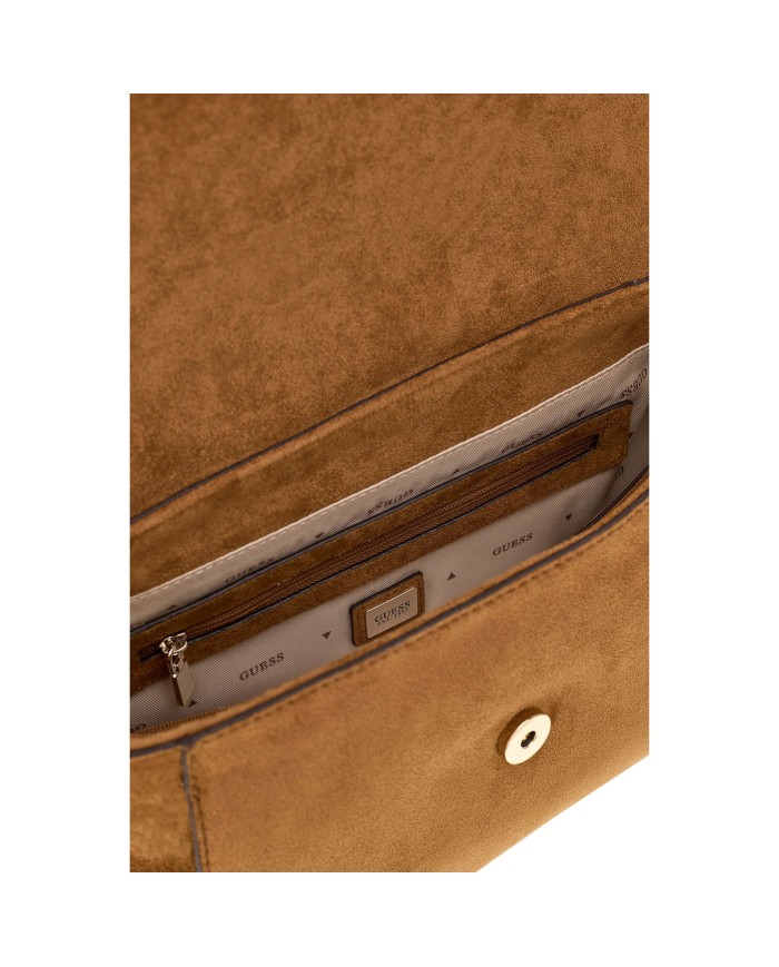 Borsa A Mano Donna Guess Devon Con Tracolla Suede Cognac