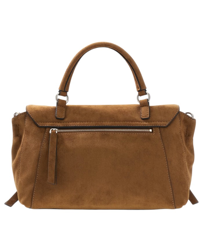 Borsa A Mano Donna Guess Devon Con Tracolla Suede Cognac