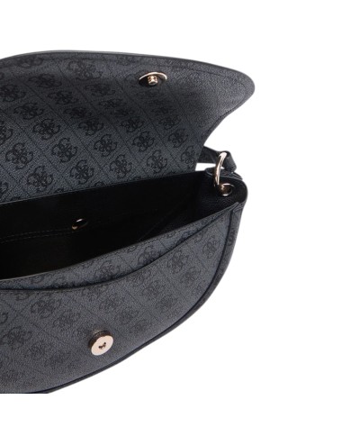 Tracolla Donna Guess Coleen 4 G Logo Leather Coal Black