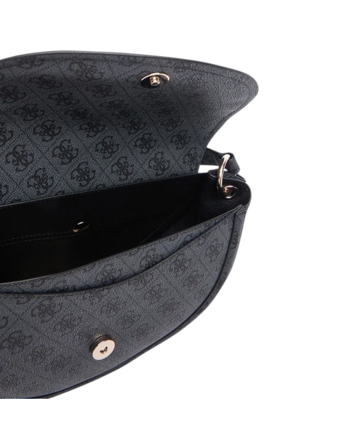 Tracolla Donna Guess Coleen 4 G Logo Leather Coal Black