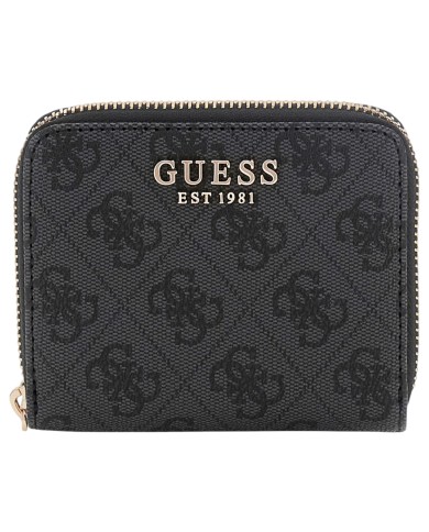 Portafoglio Donna Guess Laurel II Slg 4 G Logo Leather Coal Black