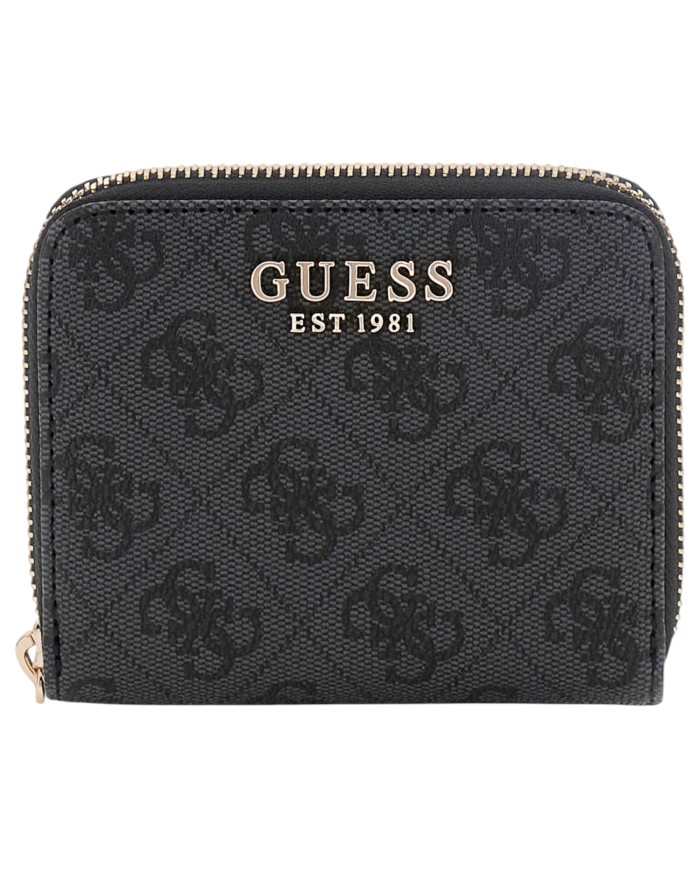 Portafoglio Donna Guess Laurel II Slg 4 G Logo Leather Coal Black