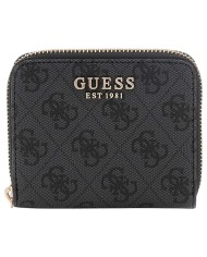 Portafoglio Donna Guess Laurel II Slg 4 G Logo Leather Coal Black