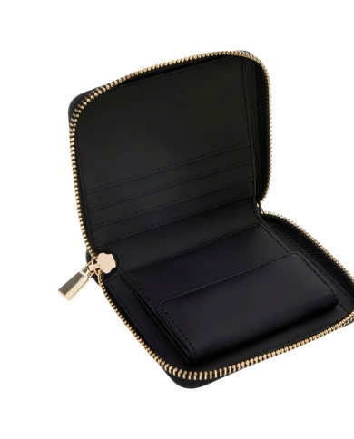 Portafoglio Donna Guess Laurel II Slg 4 G Logo Leather Coal Black