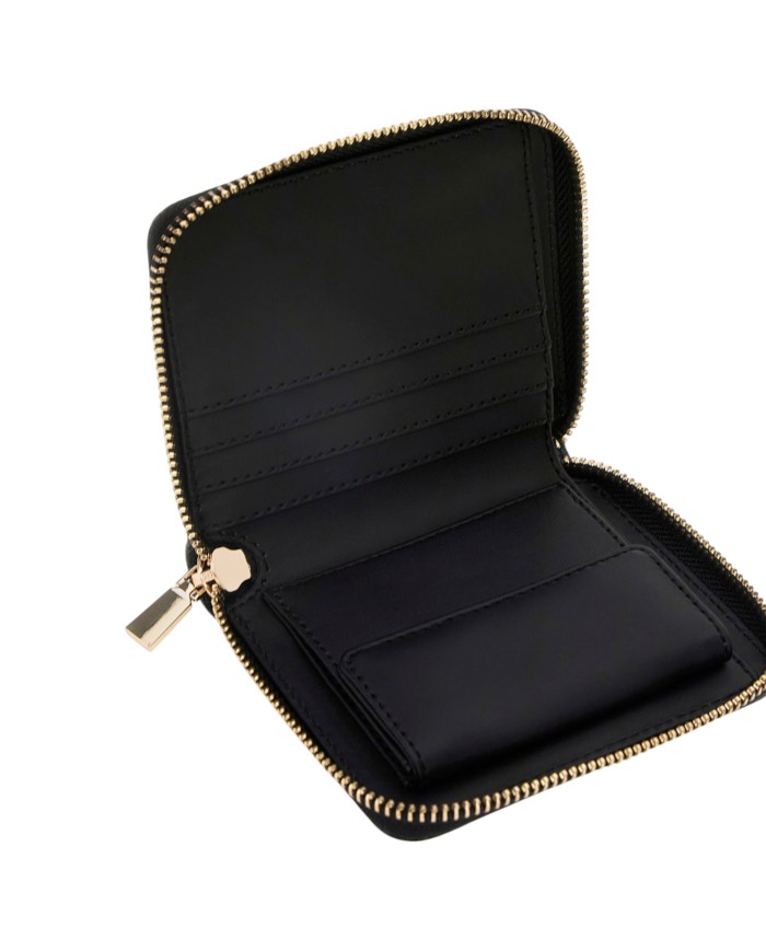 Portafoglio Donna Guess Laurel II Slg 4 G Logo Leather Coal Black