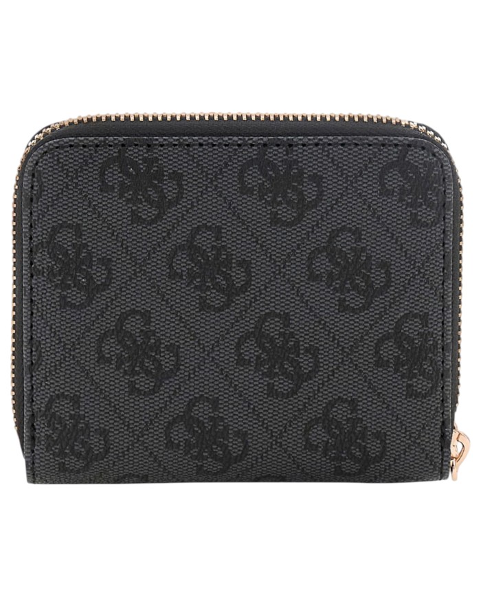 Portafoglio Donna Guess Laurel II Slg 4 G Logo Leather Coal Black
