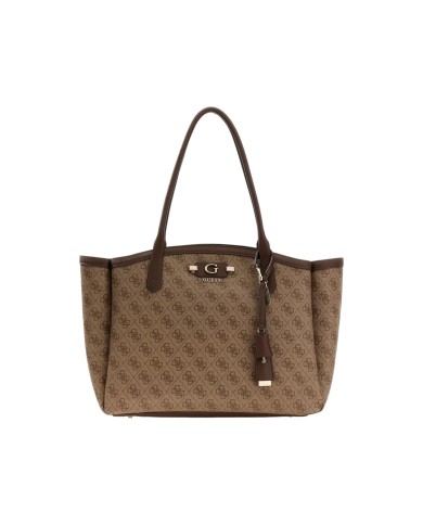 Shopper Donna Guess Lindsey 4 G Logo Leather Latte Beige