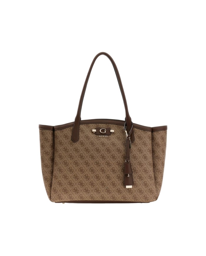 Shopper Donna Guess Lindsey 4 G Logo Leather Latte Beige