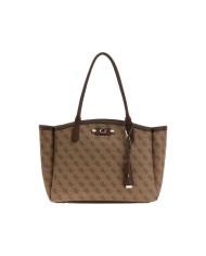 Shopper Donna Guess Lindsey 4 G Logo Leather Latte Beige