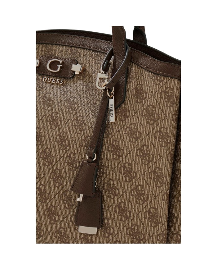 Shopper Donna Guess Lindsey 4 G Logo Leather Latte Beige