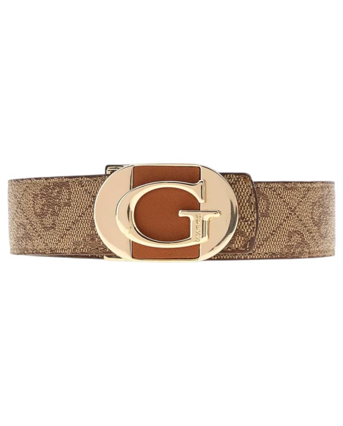 Cintura Donna Guess Coleen 4 G Logo Reversibile Leather Cognac Beige
