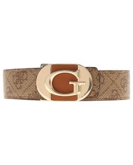 Cintura Donna Guess Coleen 4 G Logo Reversibile Leather Cognac Beige