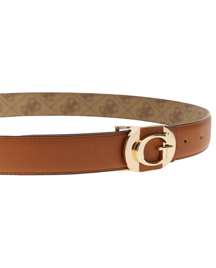 Cintura Donna Guess Coleen 4 G Logo Reversibile Leather Cognac Beige
