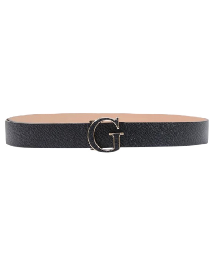 Cintura Donna Guess Amorette Fibbia G Logo Reversibile Leather Black Beige
