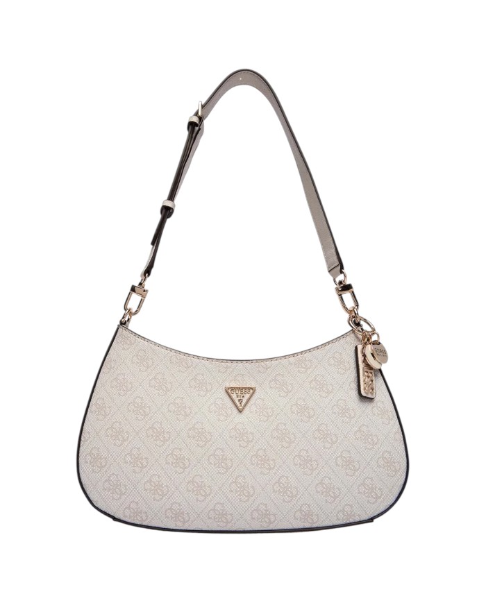 Tracolla Donna Guess Noelle II 4G Logo Leather Bone White
