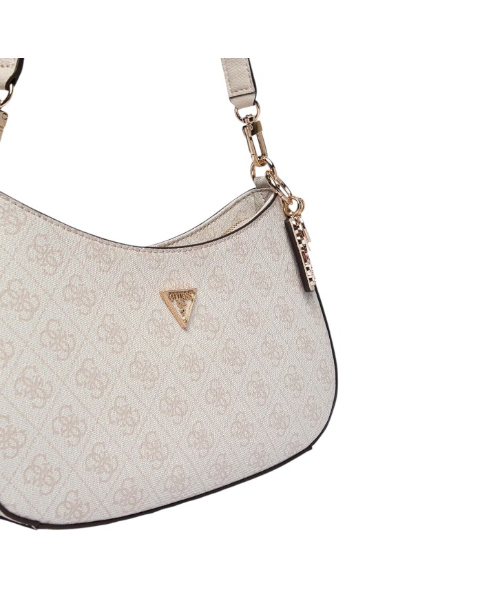 Tracolla Donna Guess Noelle II 4G Logo Leather Bone White