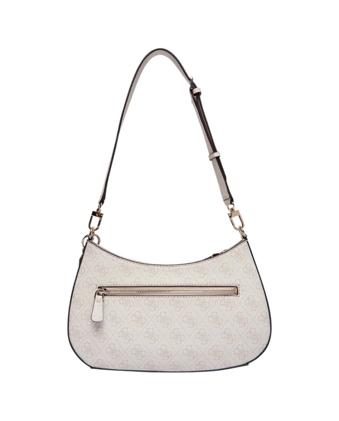 Tracolla Donna Guess Noelle II 4G Logo Leather Bone White