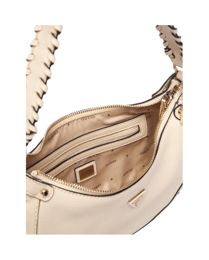 Borsetta Donna Guess Hobo Petra Leather Bone White Cream
