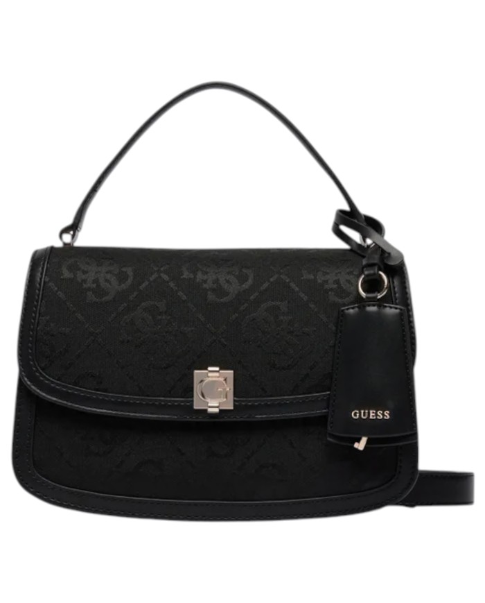 Tracolla Donna Guess Audrey 4 G Maxi Logo Leather Black