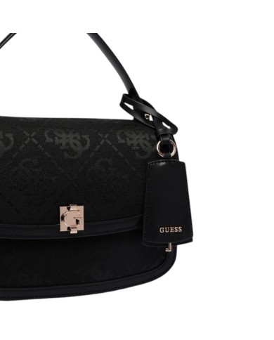 Tracolla Donna Guess Audrey 4 G Maxi Logo Leather Black