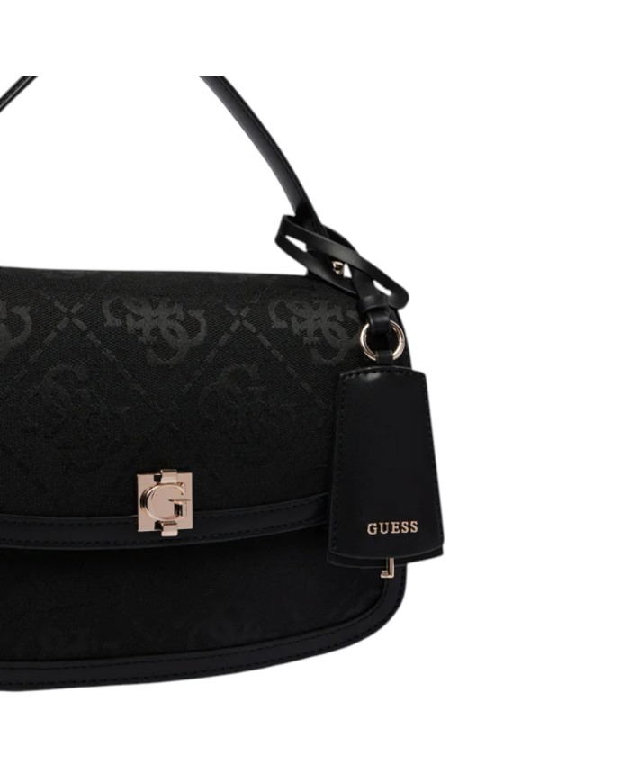 Tracolla Donna Guess Audrey 4 G Maxi Logo Leather Black