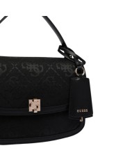 Tracolla Donna Guess Audrey 4 G Maxi Logo Leather Black