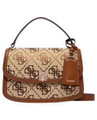 Tracolla Donna Guess Audrey 4 G Maxi Logo Leather Latte Beige