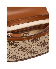Tracolla Donna Guess Audrey 4 G Maxi Logo Leather Latte Beige