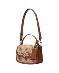 Tracolla Donna Guess Audrey 4 G Maxi Logo Leather Latte Beige