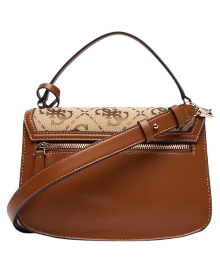 Tracolla Donna Guess Audrey 4 G Maxi Logo Leather Latte Beige