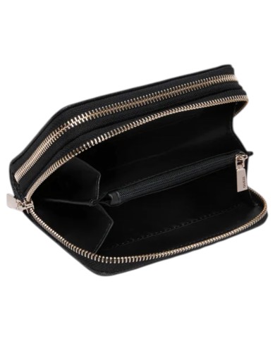 Portafoglio Donna Guess Lindesy Slg 4 G Logo Leather Coal Black