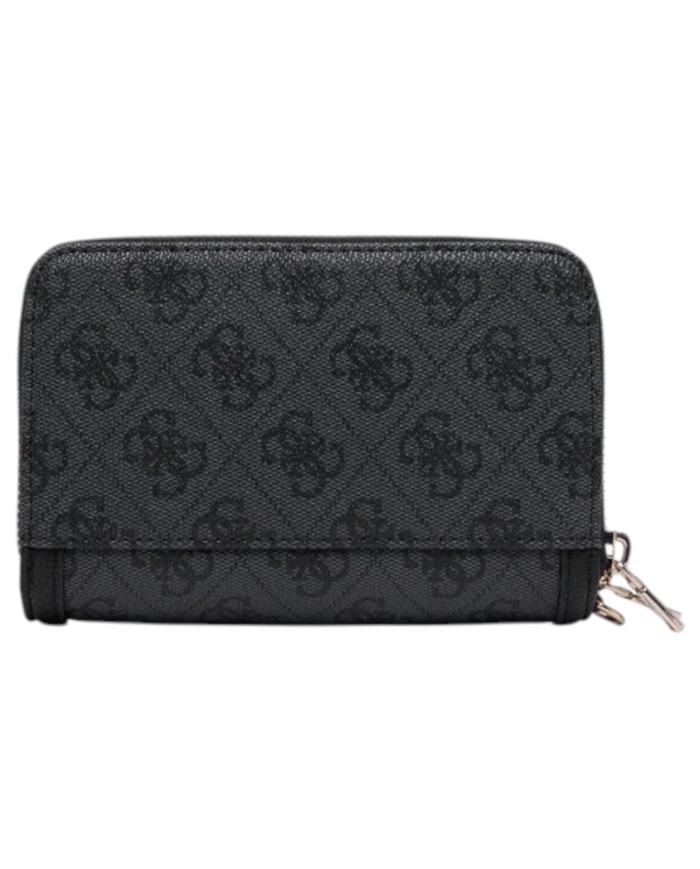 Portafoglio Donna Guess Lindesy Slg 4 G Logo Leather Coal Black