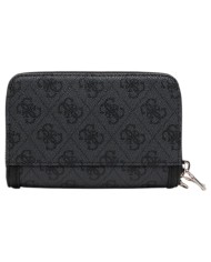 Portafoglio Donna Guess Lindesy Slg 4 G Logo Leather Coal Black