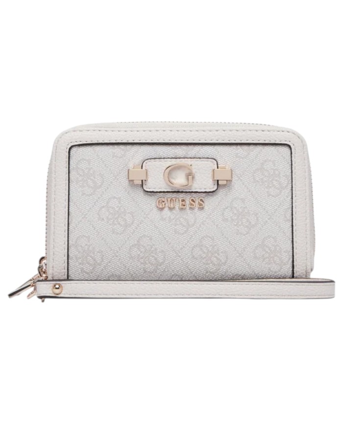 Portafoglio Donna Guess Lindesy Slg 4 G Logo Leather Bone White Cream