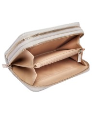 Portafoglio Donna Guess Lindesy Slg 4 G Logo Leather Bone White Cream