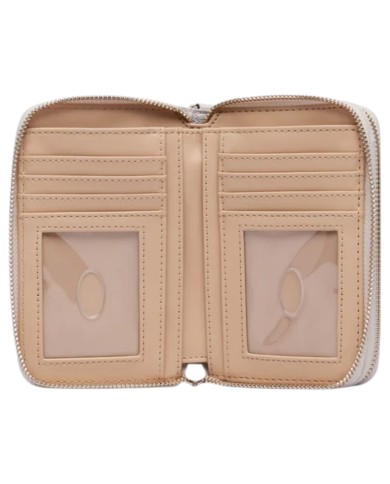 Portafoglio Donna Guess Lindesy Slg 4 G Logo Leather Bone White Cream
